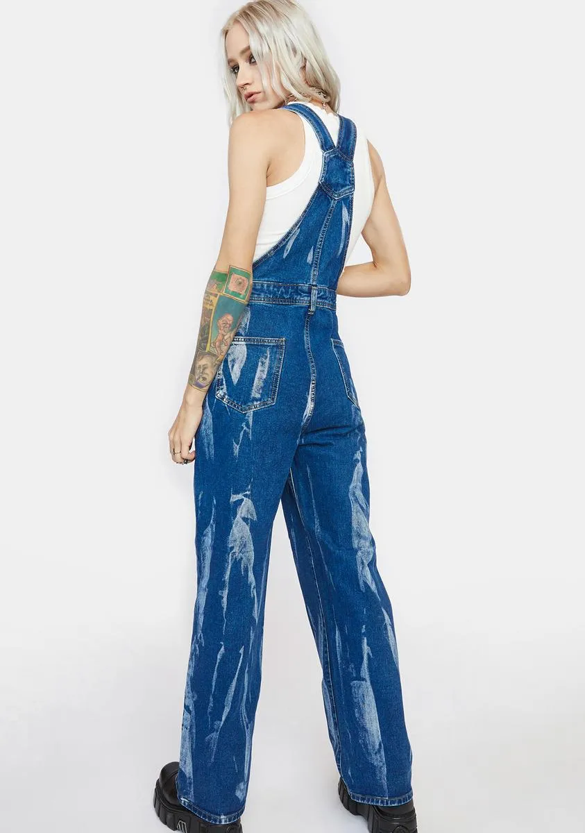 Mid Wash White Paint Overalls sold by Dolls Kill product image thumbnail 4
