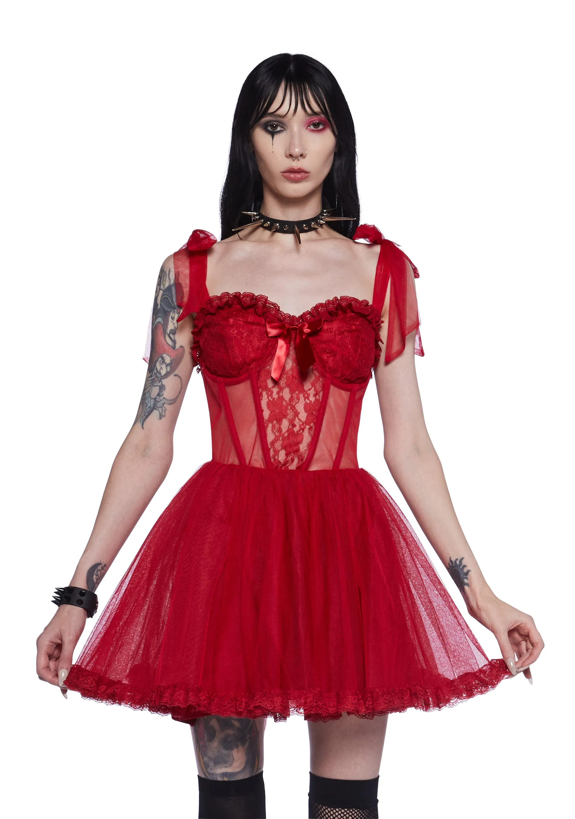 Dance With Death Mini Dress - Red sold by Dolls Kill