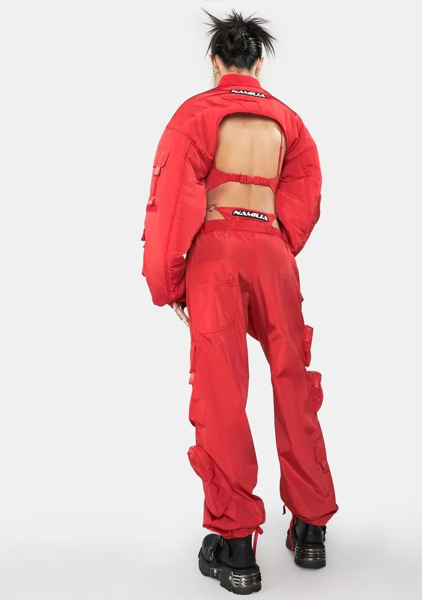 Red Nylon Tactical Pants With Detachable Panty sold by Dolls Kill product image thumbnail 4