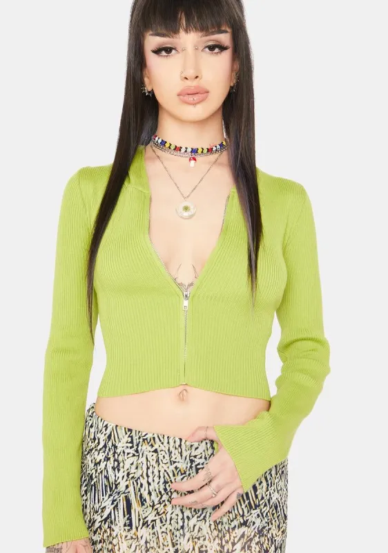 Avocado Long Sleeve Zip Top made by Dolls Kill