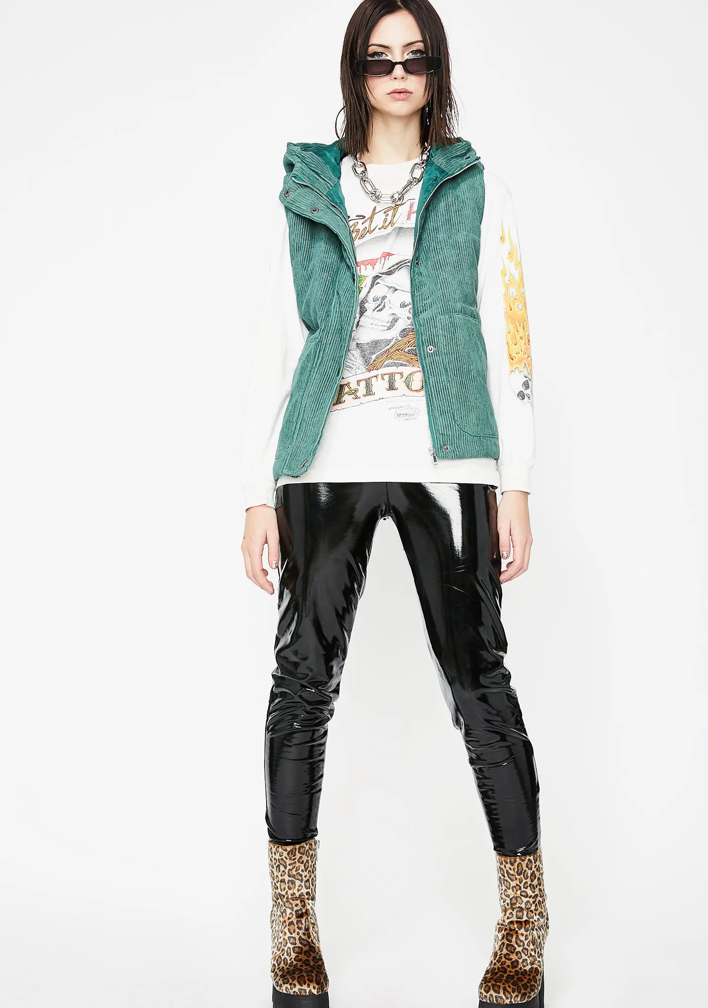 Forest Cool Grl Vibes Puffer Vest sold by Dolls Kill product image thumbnail 3