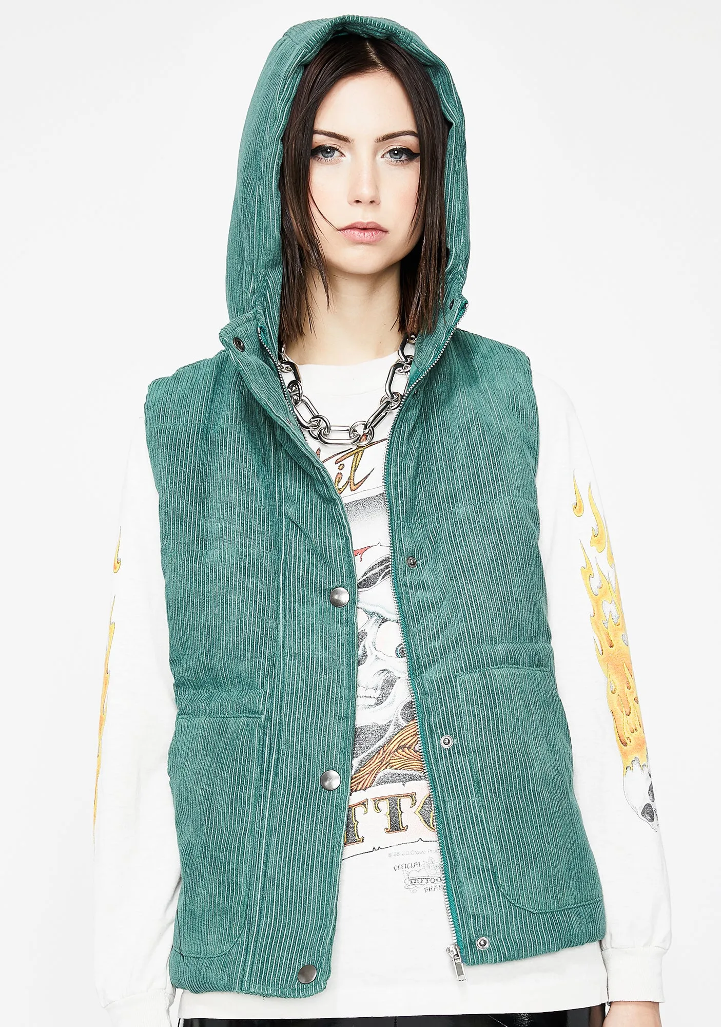 Forest Cool Grl Vibes Puffer Vest sold by Dolls Kill product image thumbnail 2