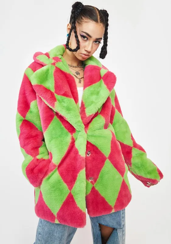 Argyle Hendrix Faux Fur Coat sold by Dolls Kill
