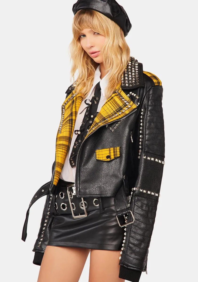 Plaid Label Studded Moto Jacket sold by Dolls Kill product image thumbnail 2