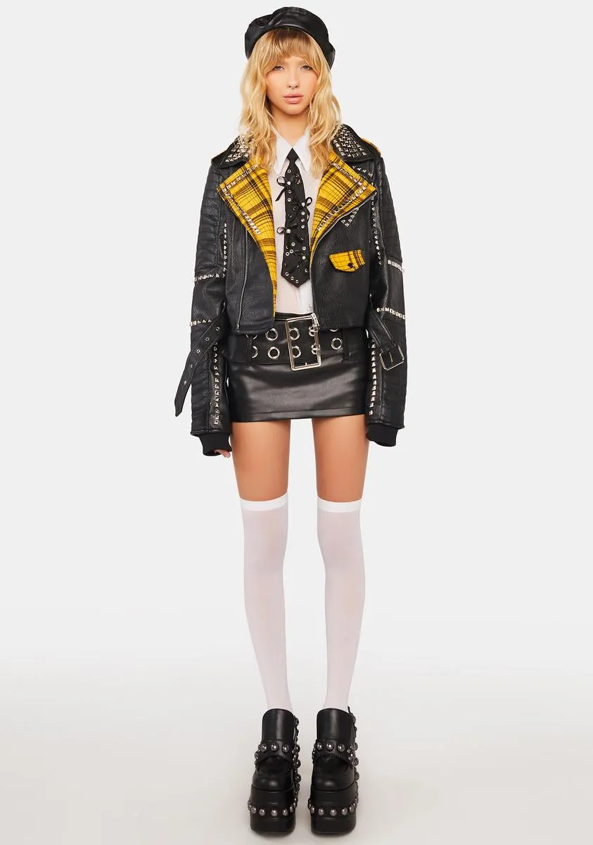 Plaid Label Studded Moto Jacket sold by Dolls Kill product image thumbnail 3