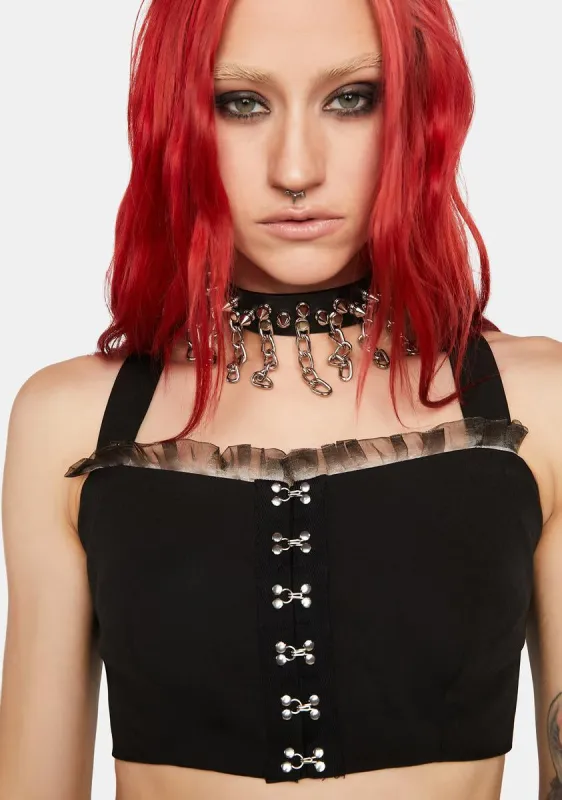 Dark Gradient Lace Heavy Industry Crop Top sold by Dolls Kill