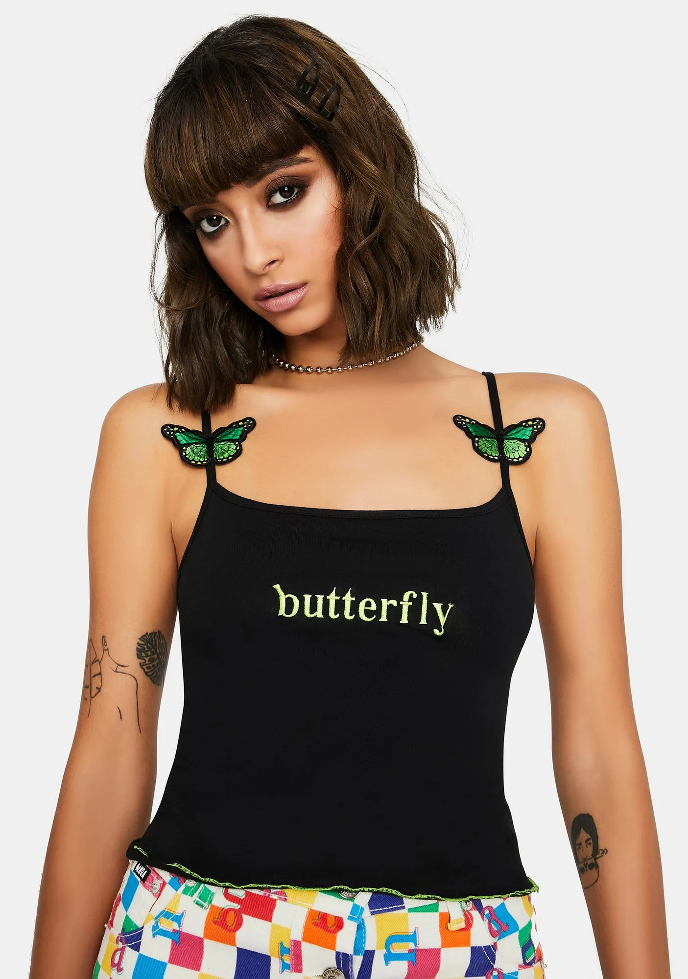 Green Butterfly Cami Tank sold by Dolls Kill
