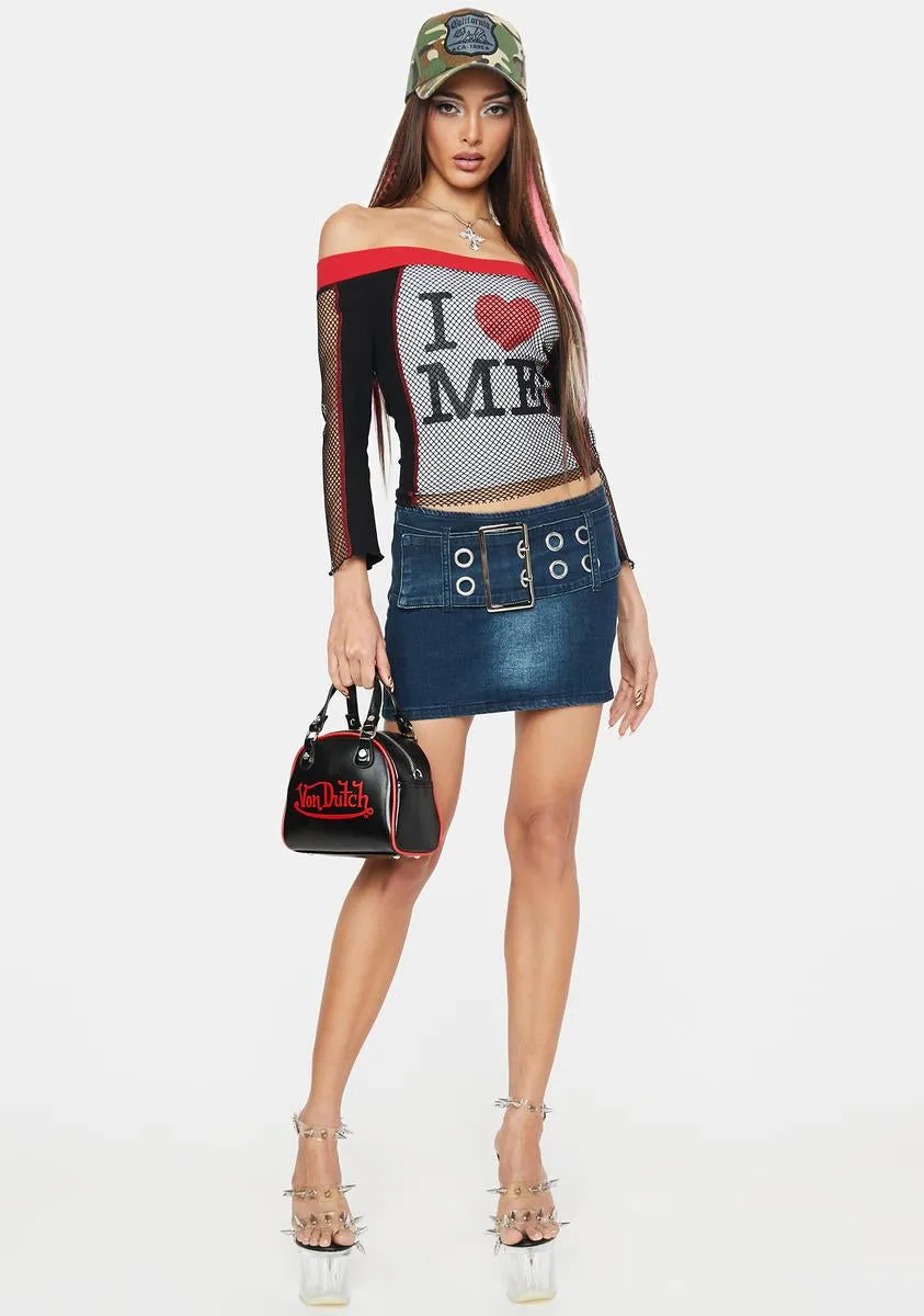 She Talks A Lot Denim Mini Skort sold by Dolls Kill product image thumbnail 3