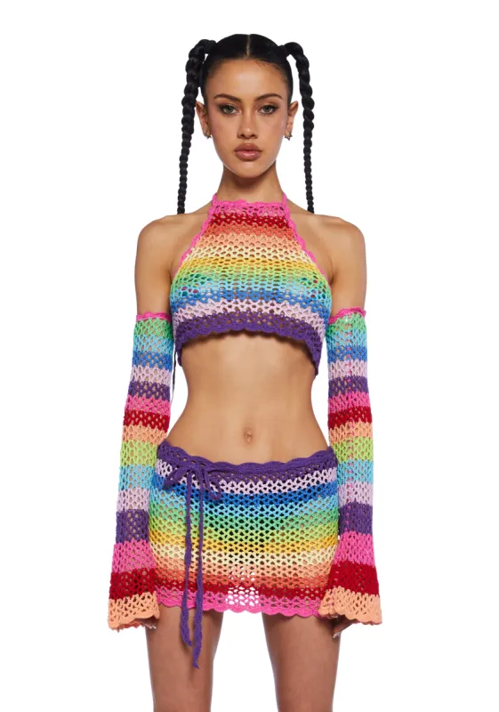 Optical Retrograde Top And Arm Warmers Set sold by Dolls Kill