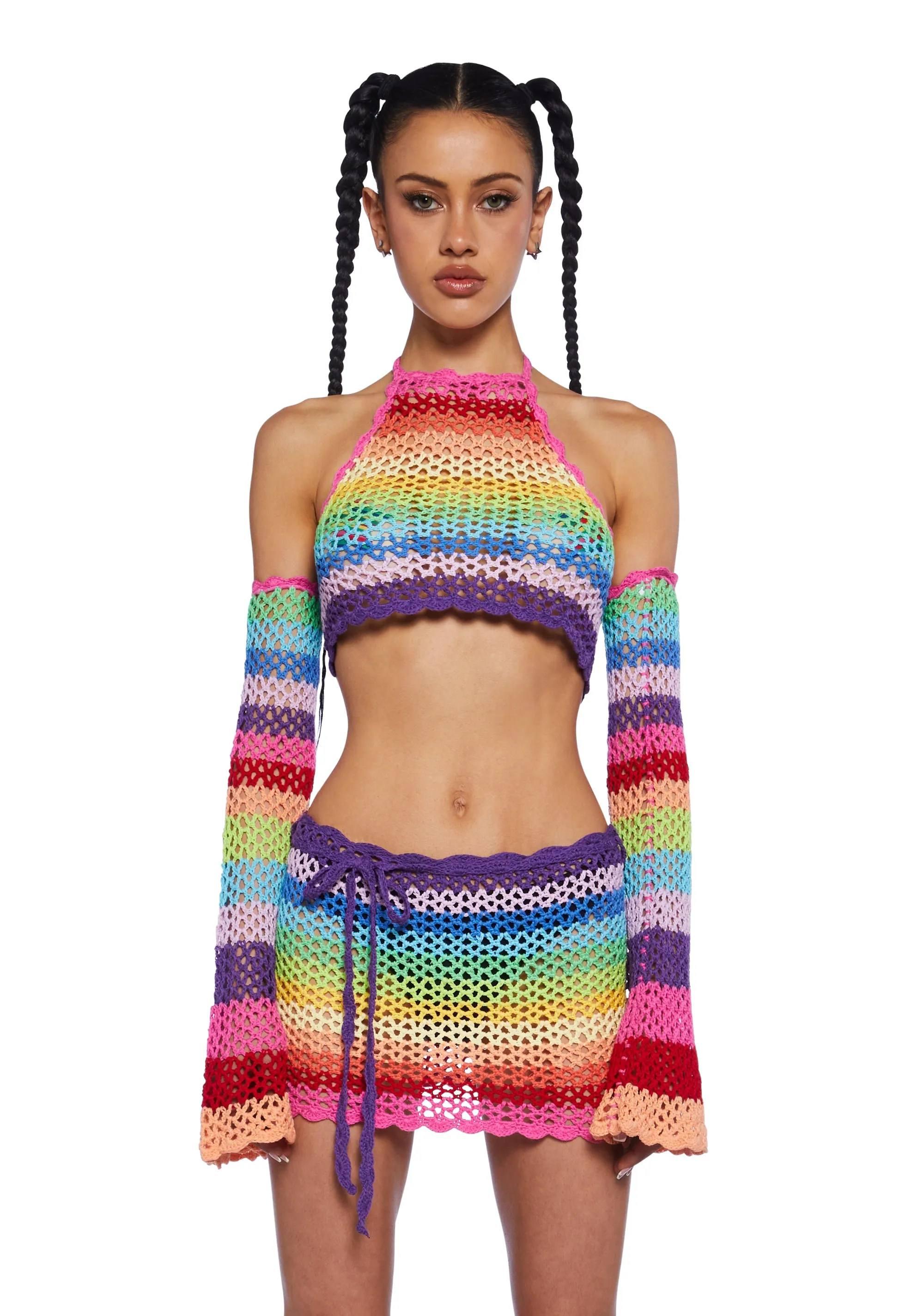 Optical Retrograde Top And Arm Warmers Set sold by Dolls Kill