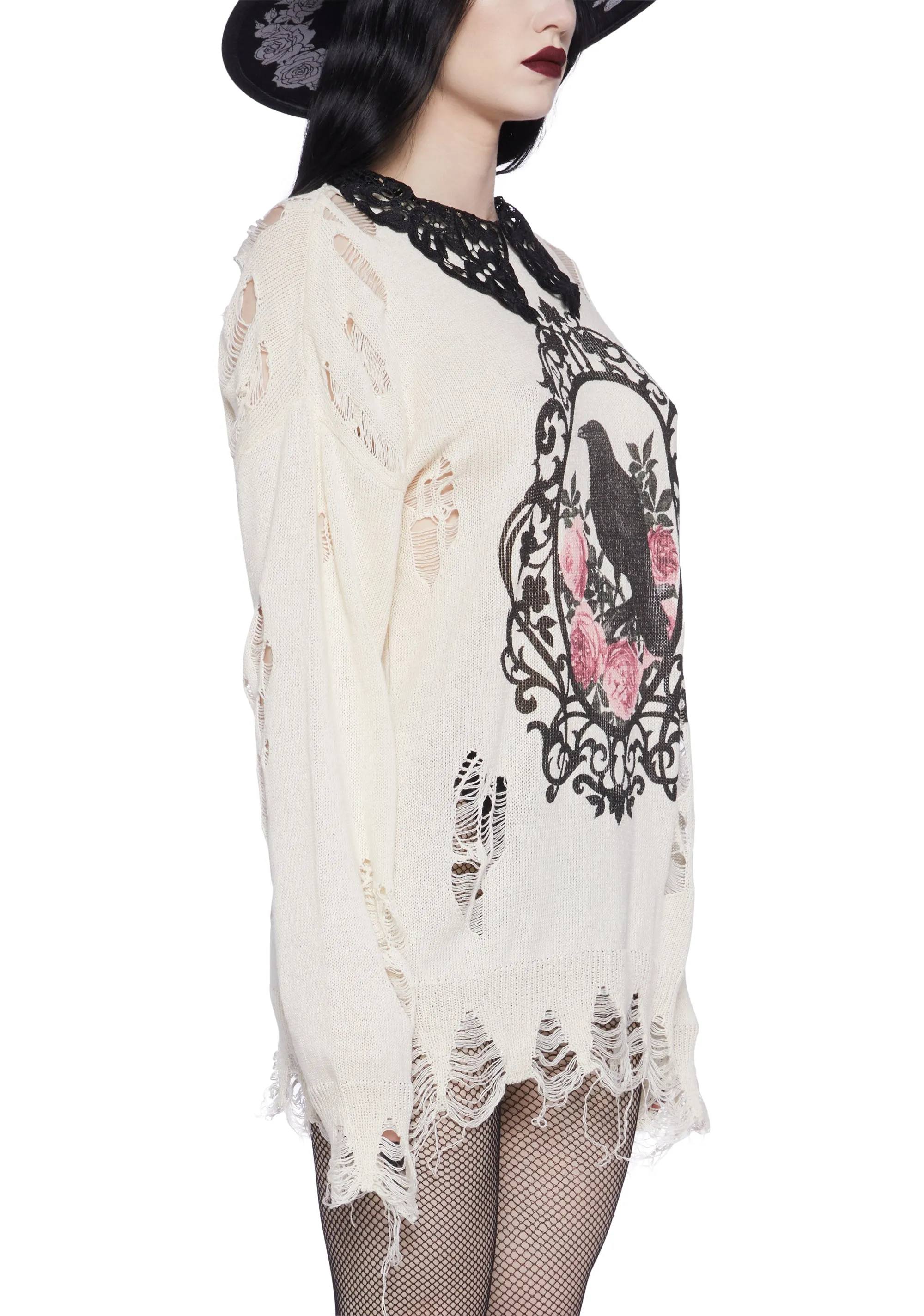 Midnight Dreary Distressed Sweater sold by Dolls Kill product image thumbnail 5