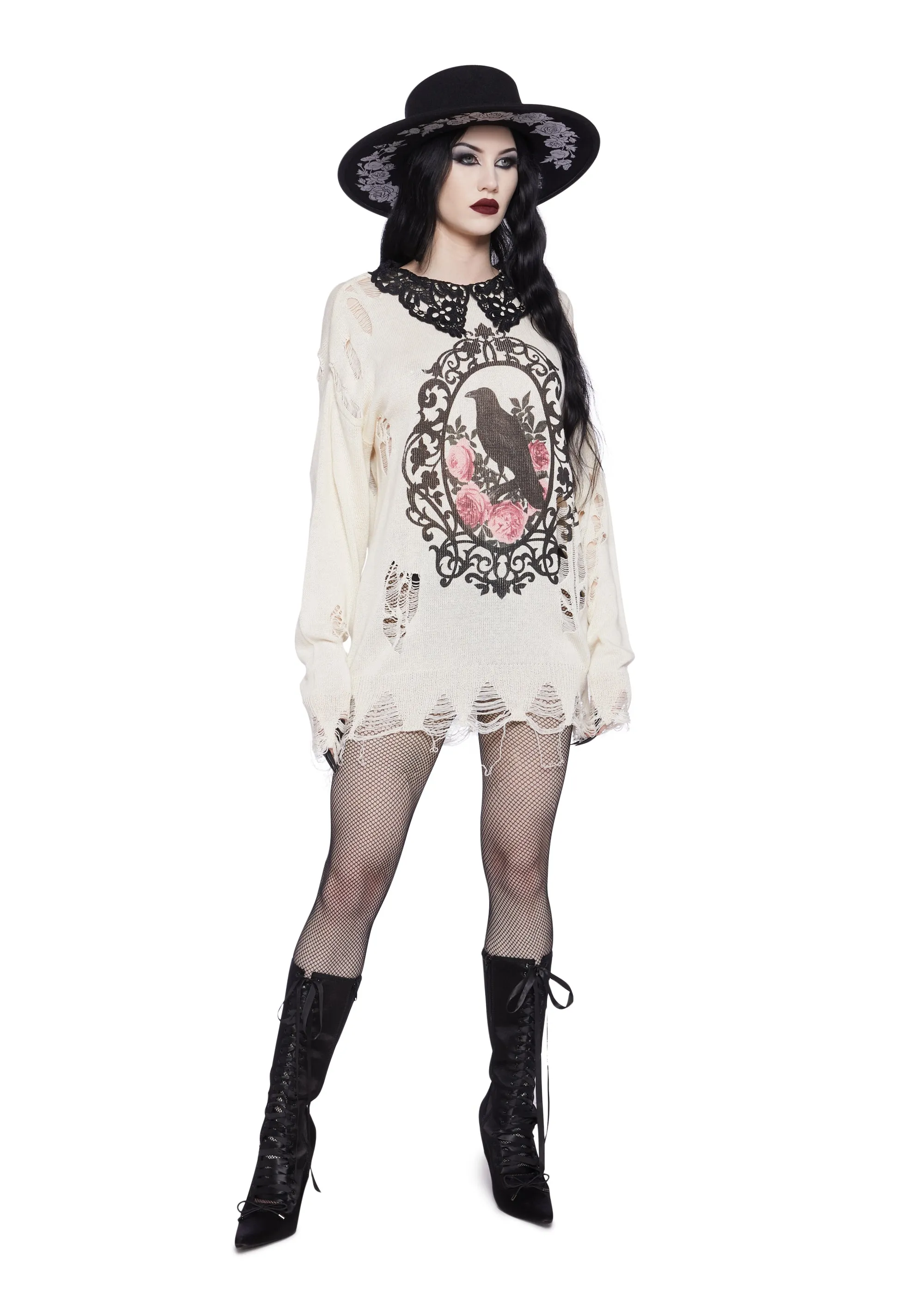 Midnight Dreary Distressed Sweater sold by Dolls Kill product image thumbnail 3