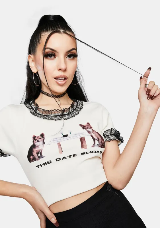 This Date Sucks Crop Top sold by Dolls Kill