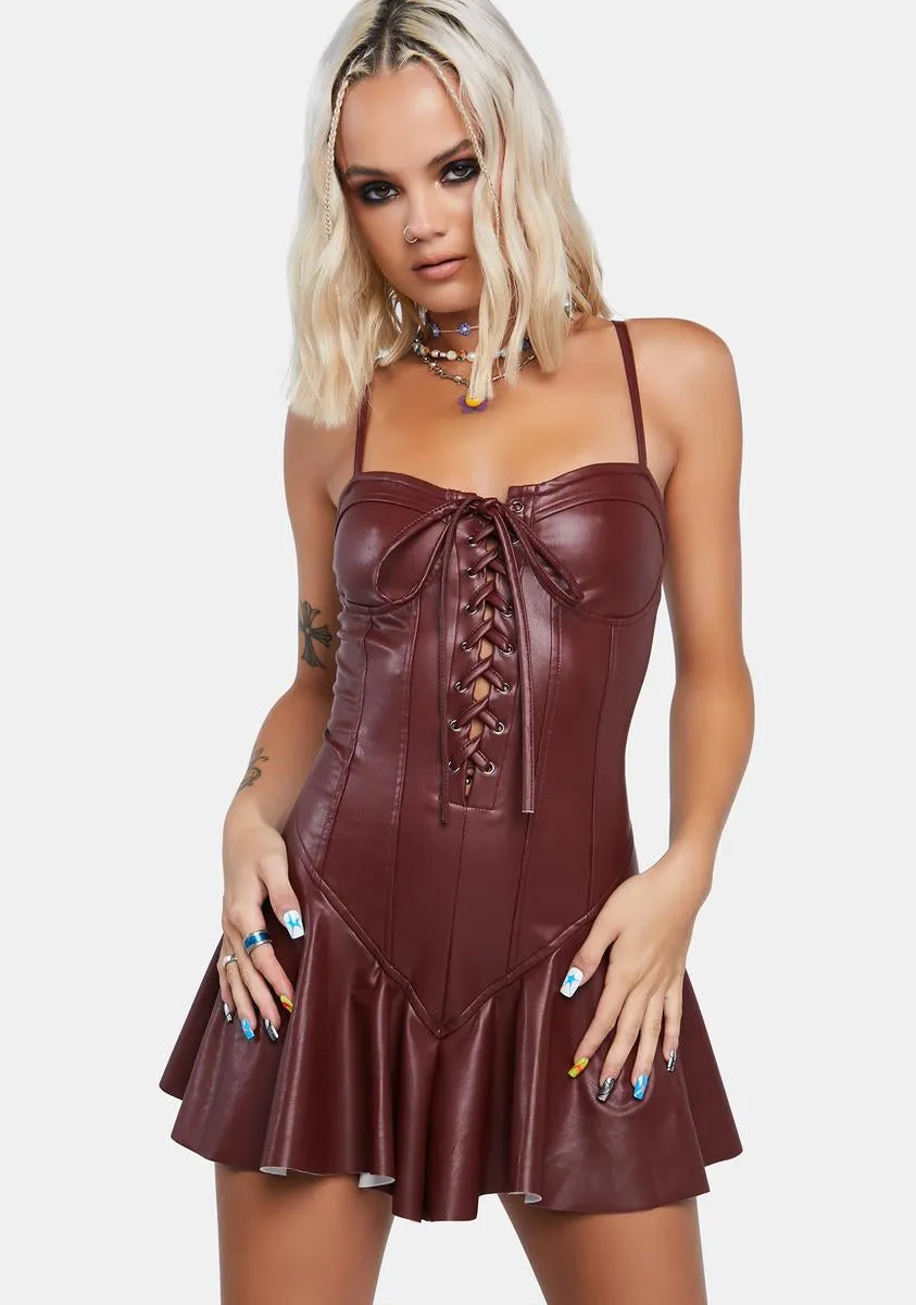 Merlot Maximized Pleasure Mini Dress sold by Dolls Kill
