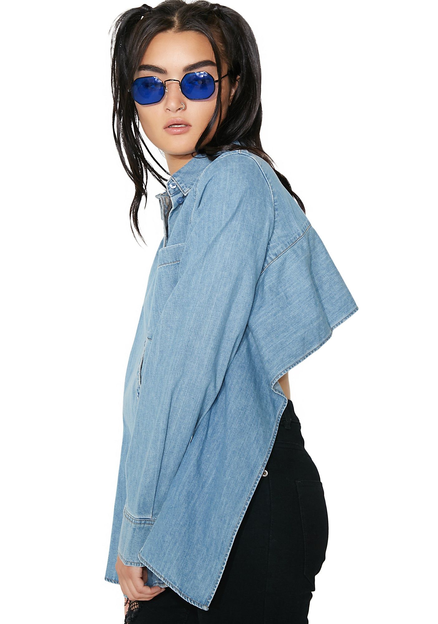 Denim Airy Shirt sold by Dolls Kill product image thumbnail 4