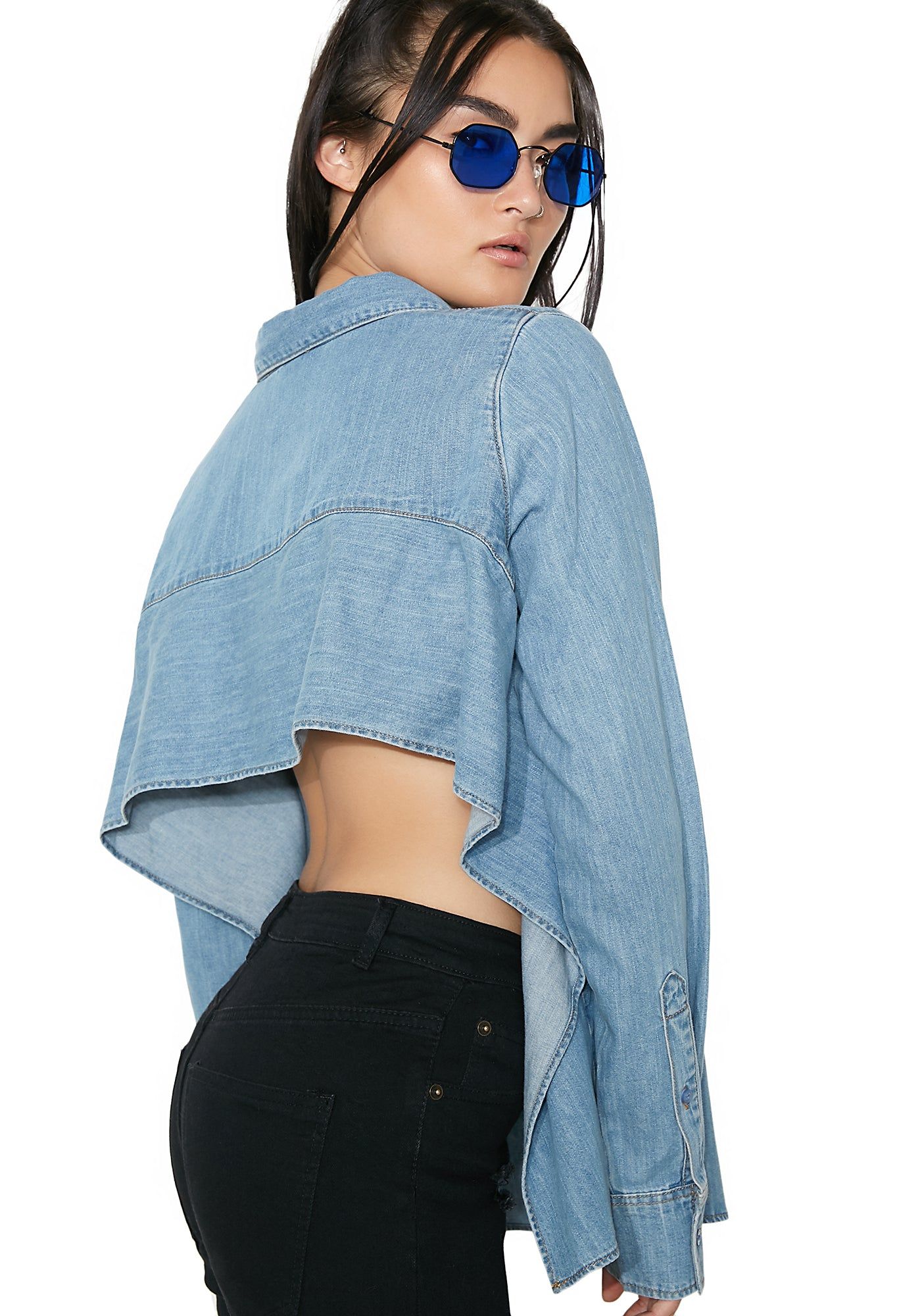 Denim Airy Shirt sold by Dolls Kill