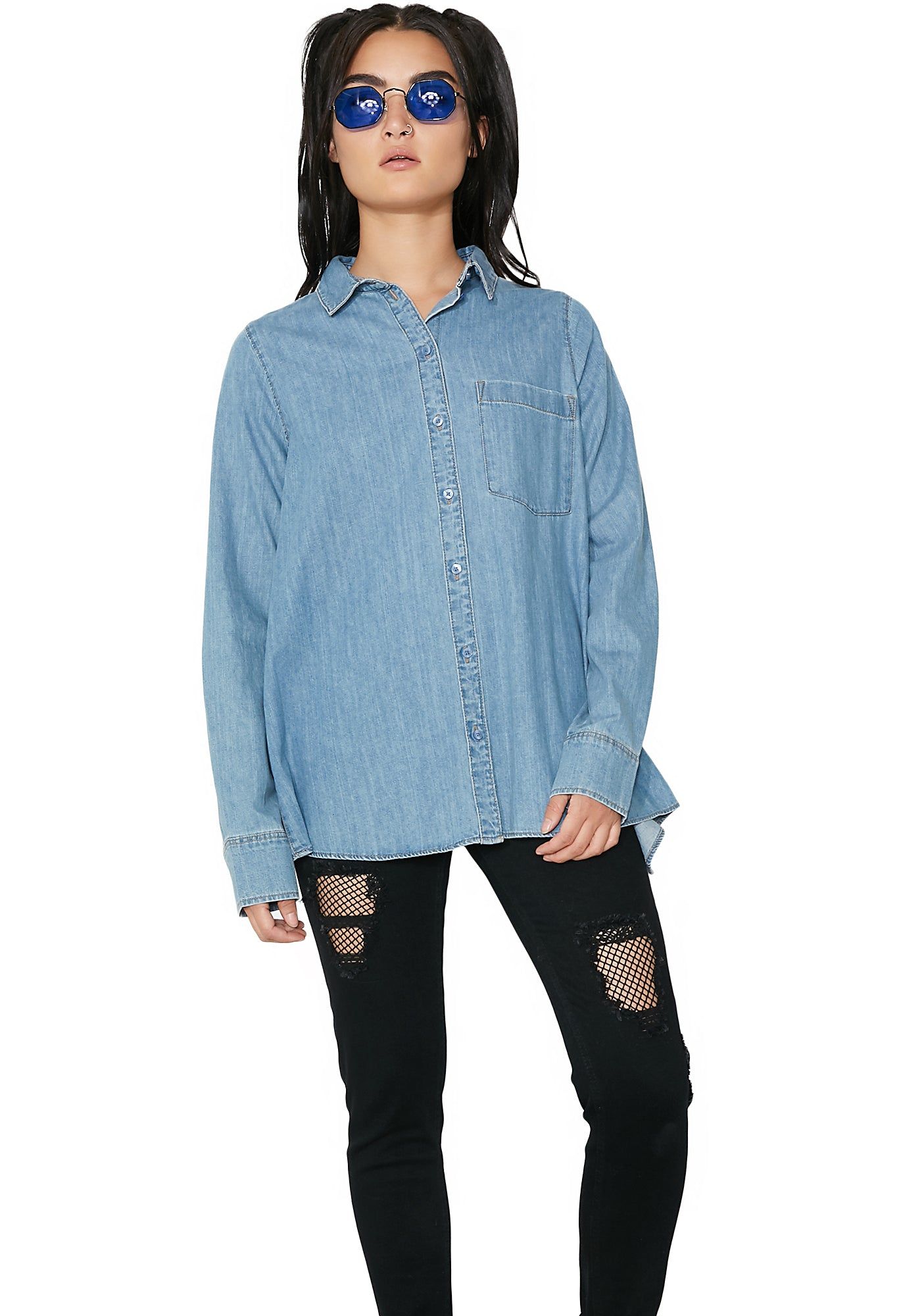 Denim Airy Shirt sold by Dolls Kill product image thumbnail 5