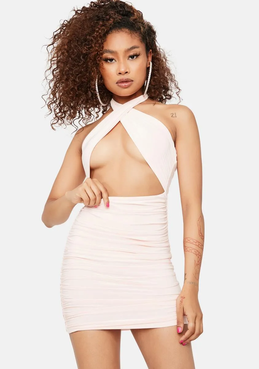 Rose Deal With It Cut Out Halter Dress sold by Dolls Kill