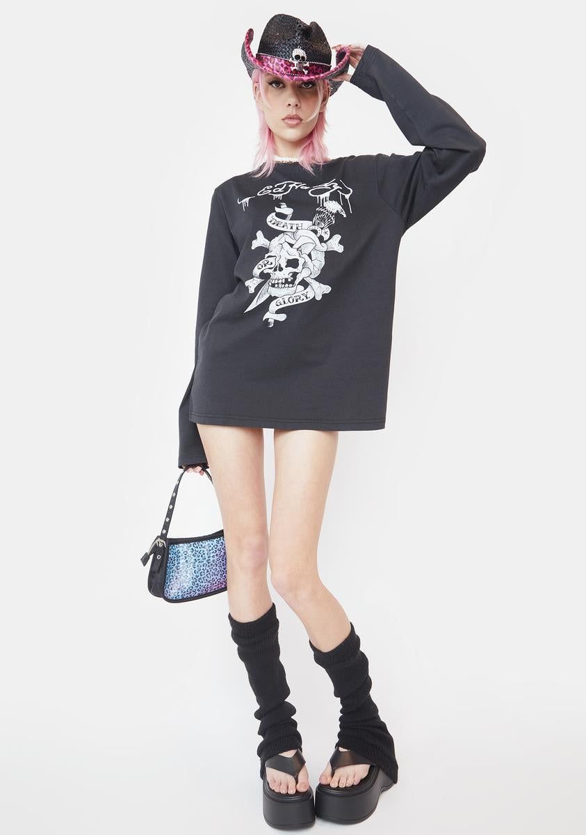 Rhinestone Death Or Glory Long Sleeve Tee sold by Dolls Kill product image thumbnail 3