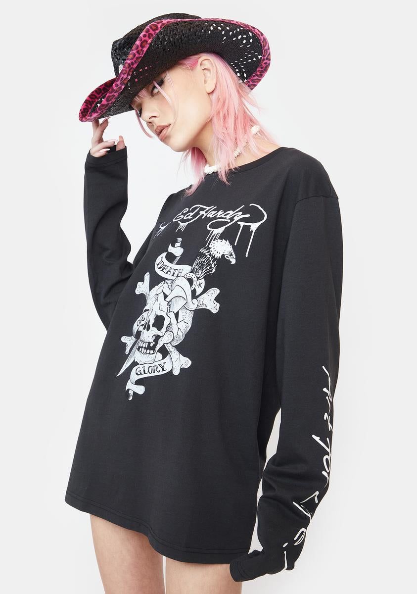 Rhinestone Death Or Glory Long Sleeve Tee sold by Dolls Kill product image thumbnail 2