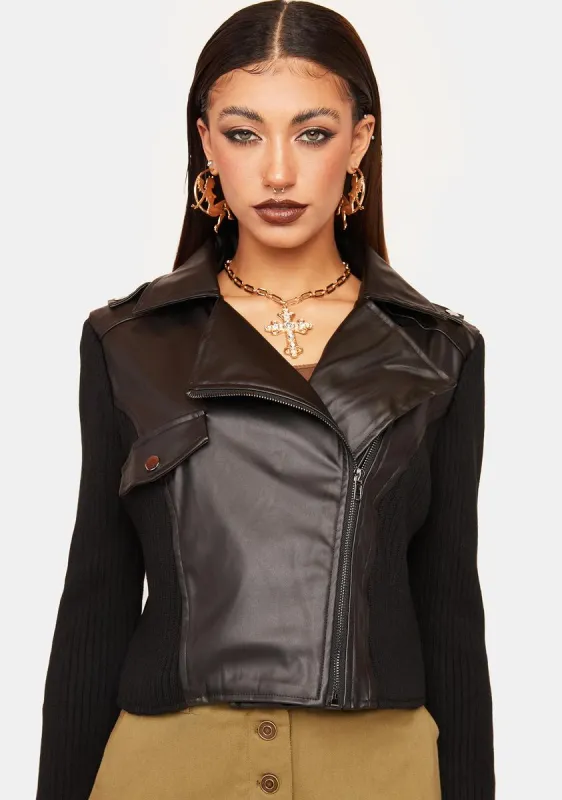 Say It Out Loud Cropped Moto Jacket sold by Dolls Kill