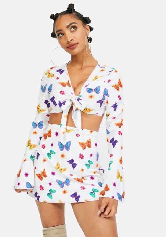 Butterfly Mesh Tie Top sold by Dolls Kill