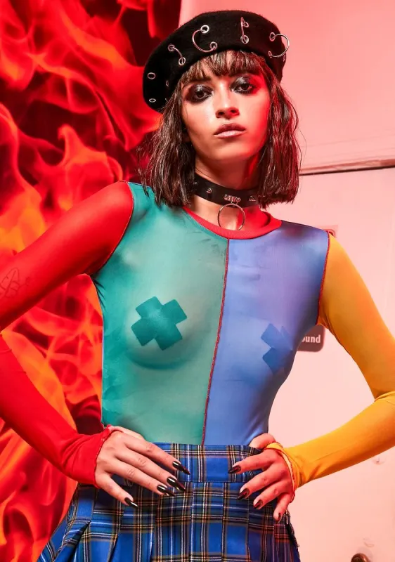 Primary Instincts Colorblock Top sold by Dolls Kill