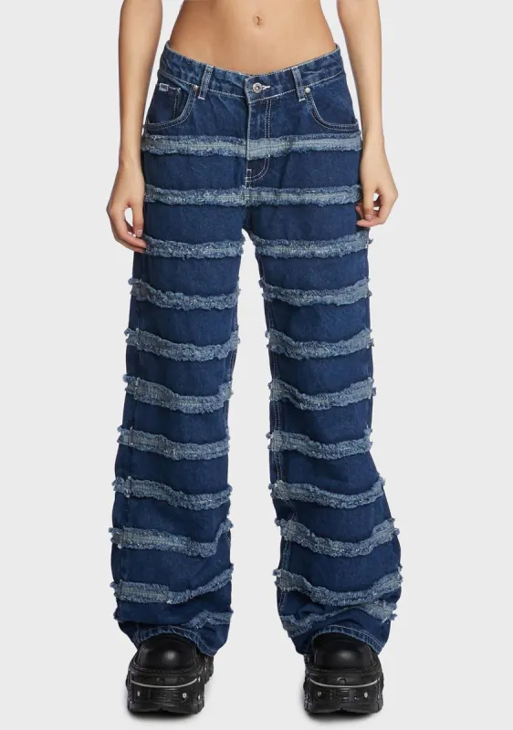 Blue Seamed Release Jeans sold by Dolls Kill