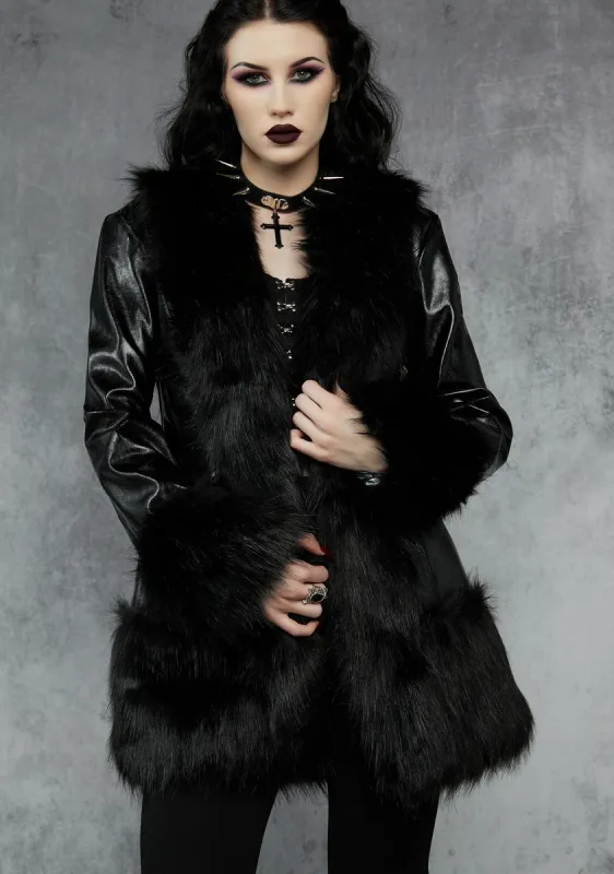 Your Darkest Hour Vegan Leather Coat sold by Dolls Kill