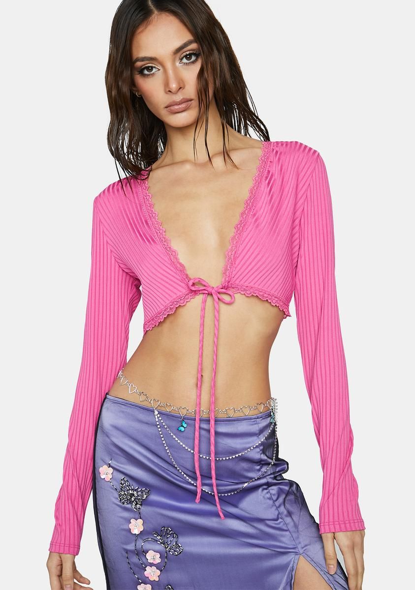 Baby Love You Too Long Sleeve Crop Top sold by Dolls Kill