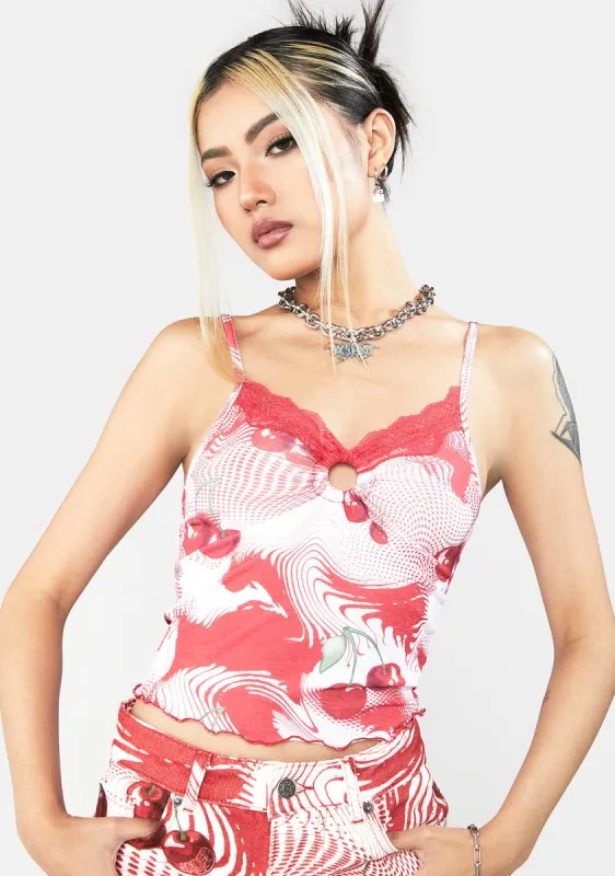 Cherry Swirl Print Cami Top sold by Dolls Kill