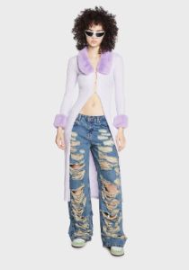 Lavender Brush It Off Knit Cardigan sold by Dolls Kill