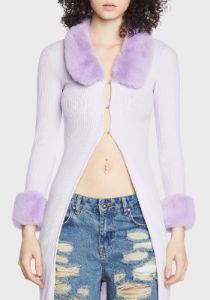 Lavender Brush It Off Knit Cardigan sold by Dolls Kill