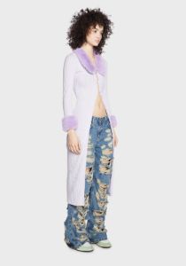 Lavender Brush It Off Knit Cardigan sold by Dolls Kill