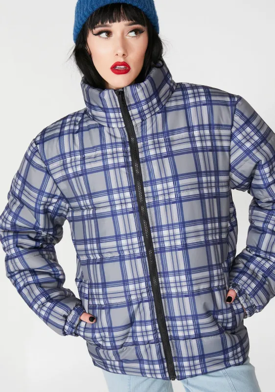 Plaid Puffer Jacket sold by Dolls Kill