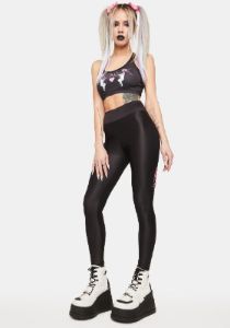 Girly Skull Bow Tattoo Leggings sold by Dolls Kill