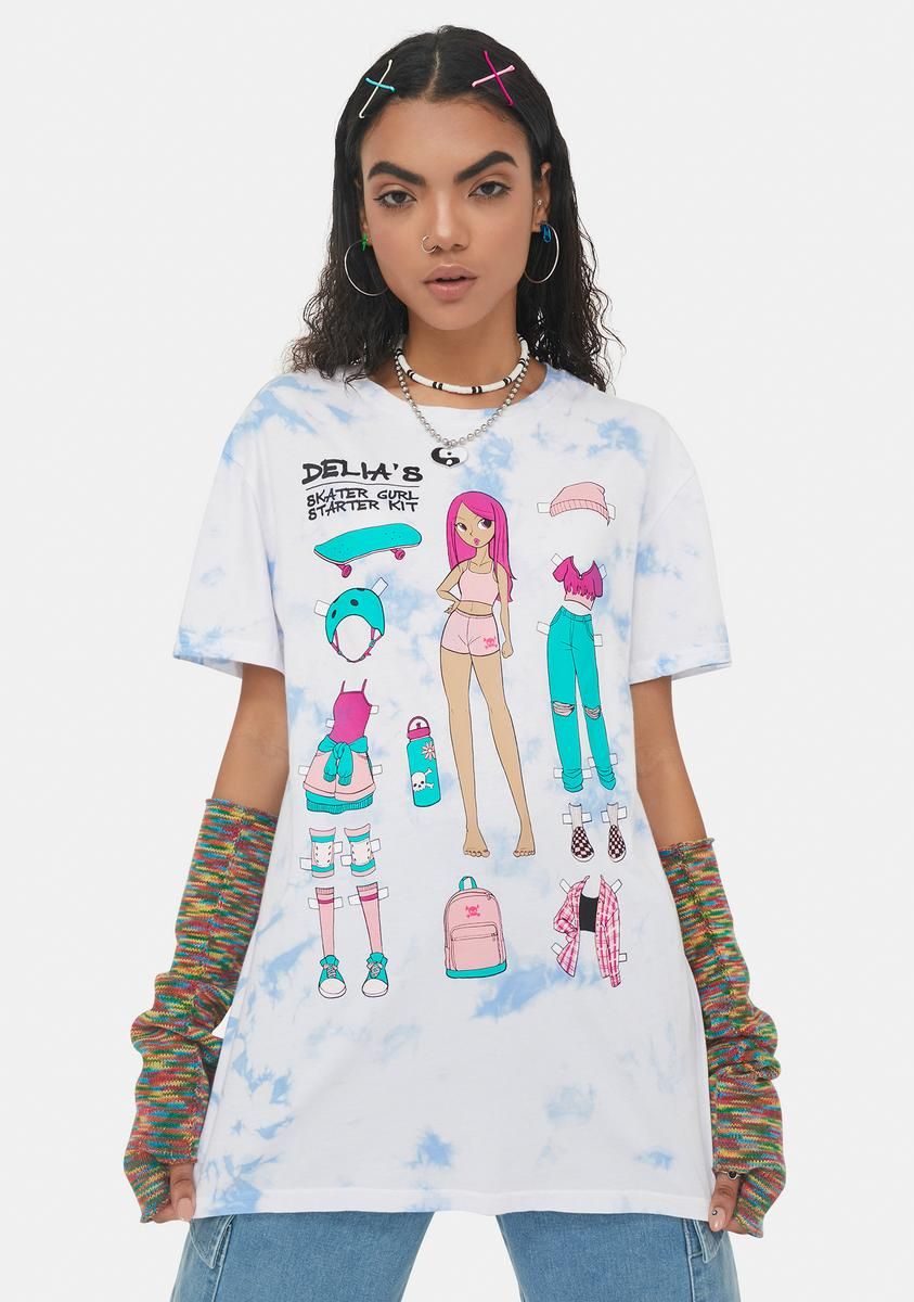 Skater Baby Tie Dye Graphic Tee sold by Dolls Kill