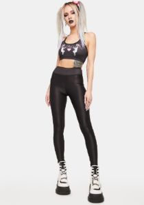 Girly Skull Bow Tattoo Leggings sold by Dolls Kill