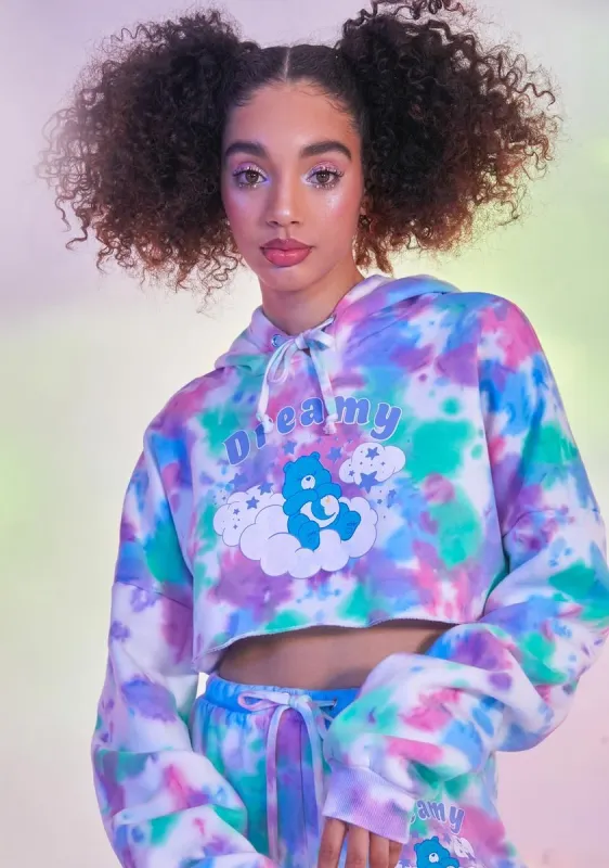 L.U.V. Luv You Cropped Tie Dye Hoodie made by Dolls Kill