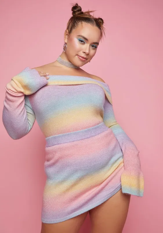 Plus Paint The Clouds Knit Skirt Set sold by Dolls Kill