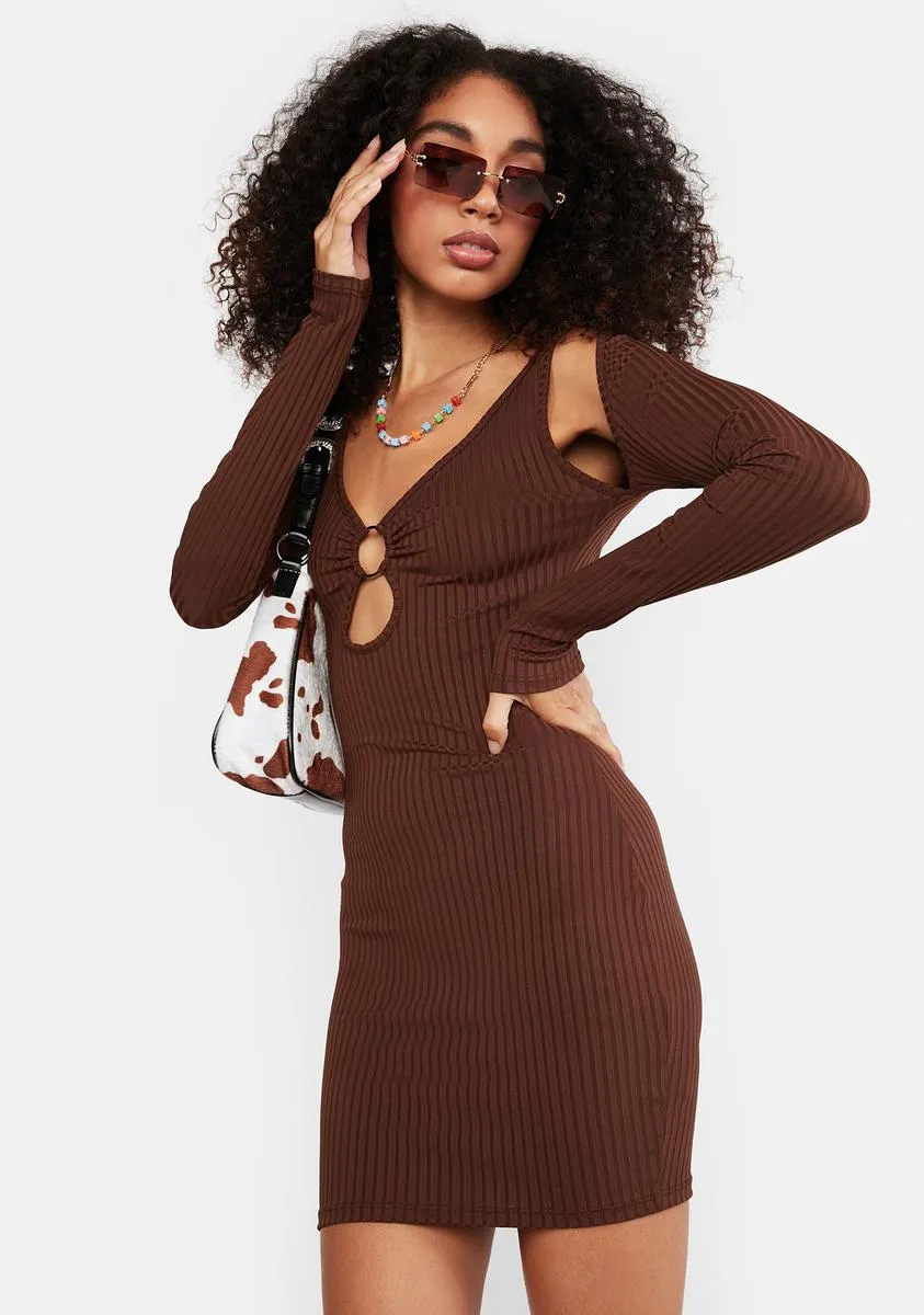 Coffee Save Tonight Ribbed Mini Dress sold by Dolls Kill product image thumbnail 2