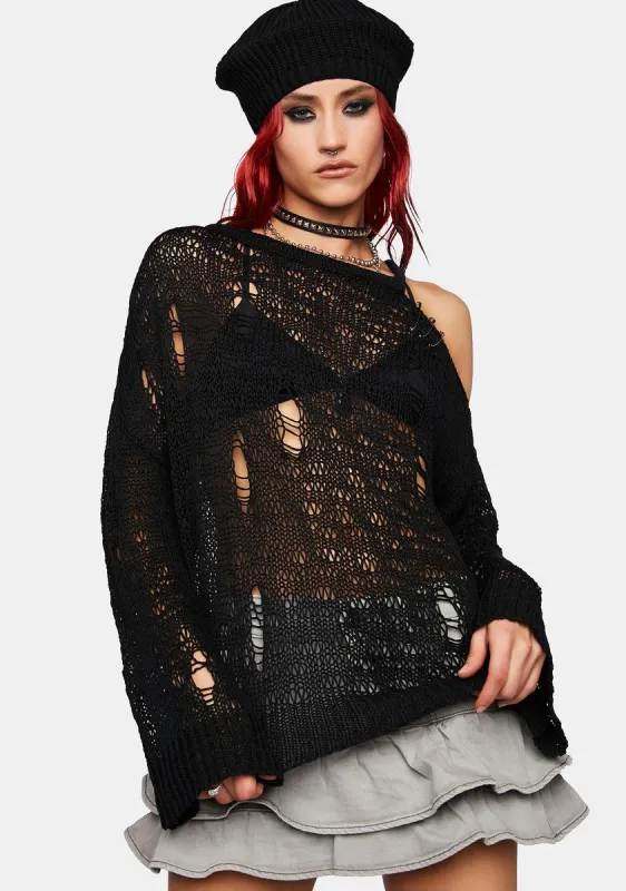 Avril Distressed Knit Jumper sold by Dolls Kill