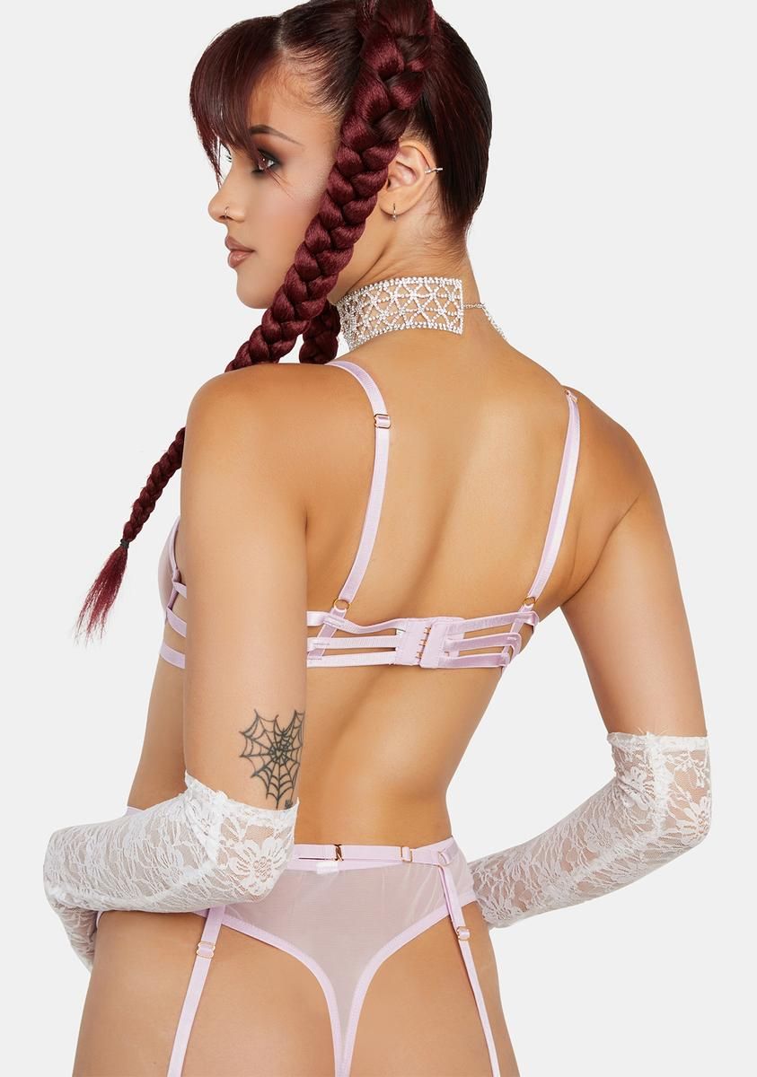 x Hustler Naya Lilac Mesh Suspender Belt With Harness sold by Dolls Kill product image thumbnail 4