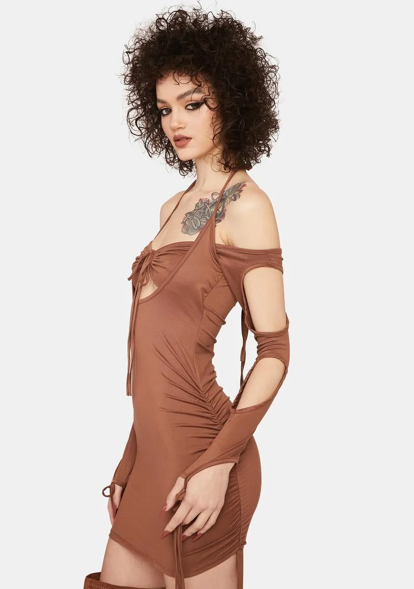 Mocha Hurry Back Soon Mini Dress sold by Dolls Kill product image thumbnail 2