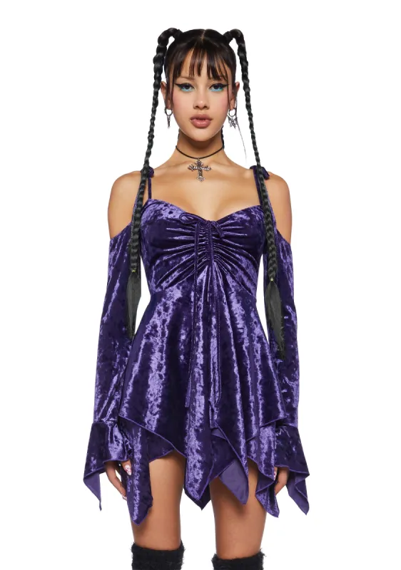 F is For Fairies Handkerchief Dress - Purple Velvet sold by Dolls Kill