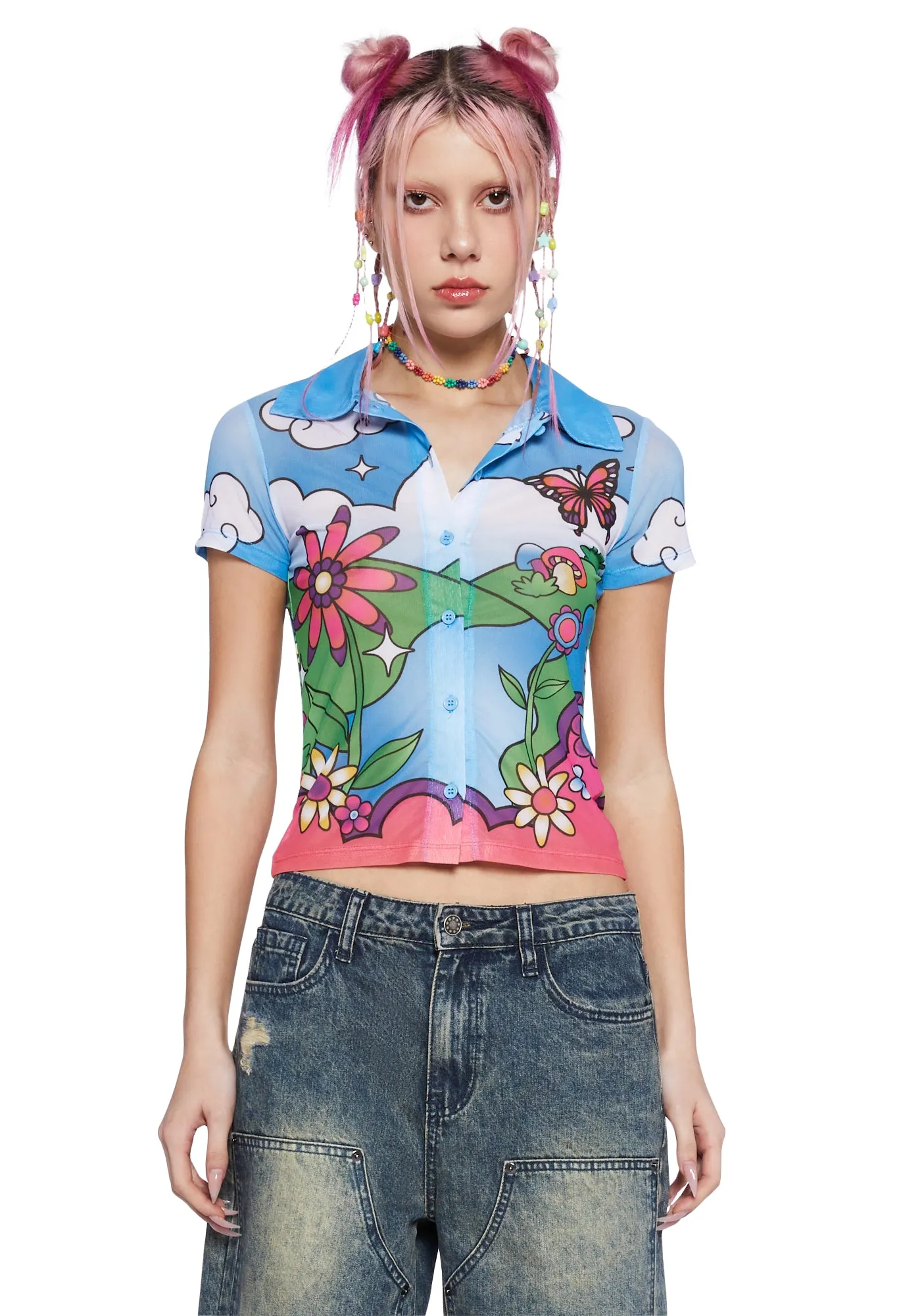 Wild Wonderland Button Up Shirt sold by Dolls Kill