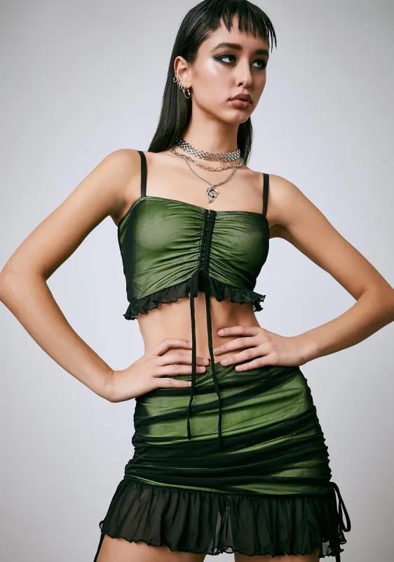 Emerald Vulgar Vice Mesh Set sold by Dolls Kill