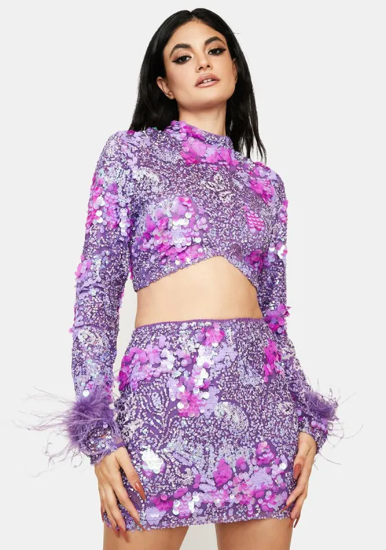 Hit The Lights Sequin Skirt Set sold by Dolls Kill