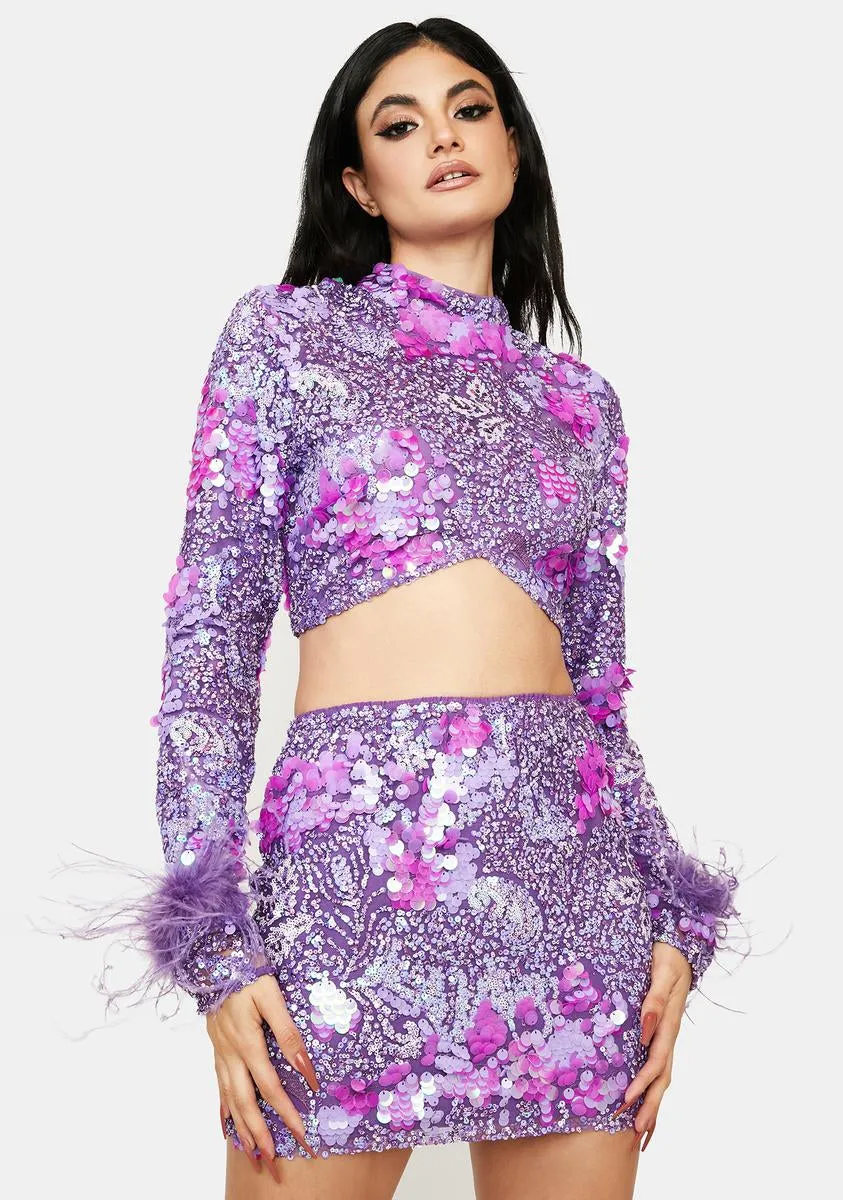 Hit The Lights Sequin Skirt Set sold by Dolls Kill