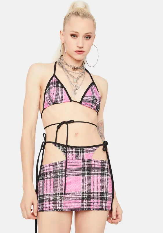 Diva Top The Charts Plaid Skirt Set sold by Dolls Kill